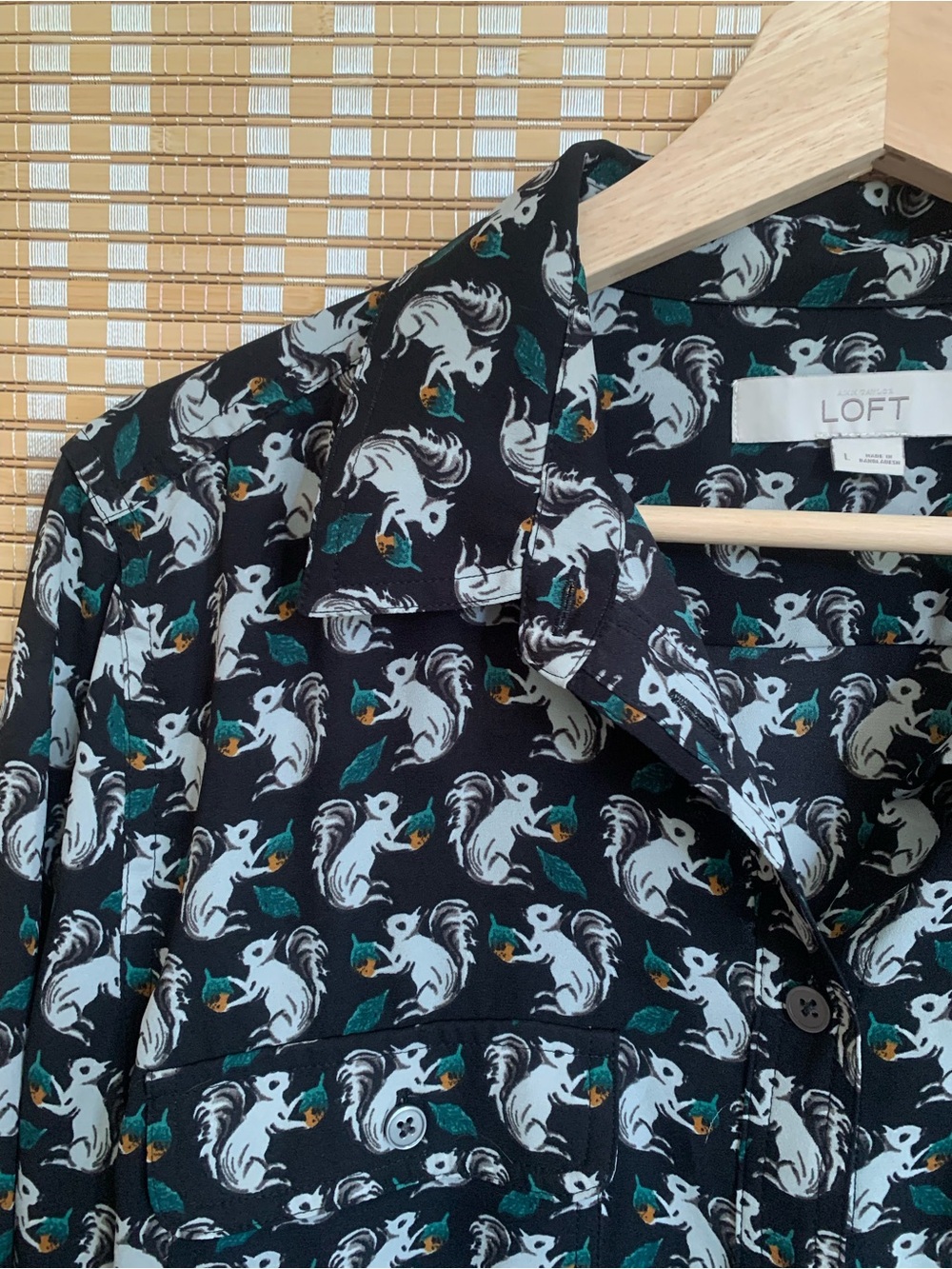 LOFT Navy Squirrel Button Down - Picture 3 of 7